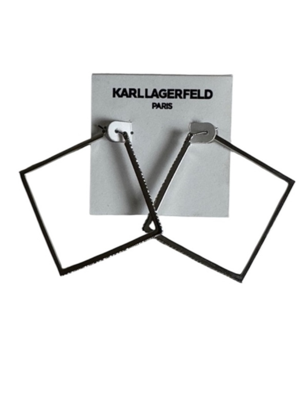 Karl Lagerfeld Paris Silver Tone Geometric Pave Nested Hoop Earrings